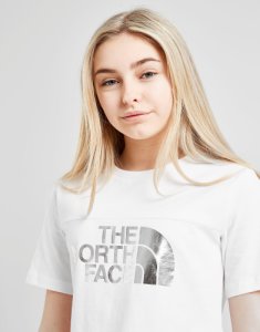 The North Face camiseta Girls' Crop Foil júnior, Blanco