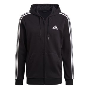 Adidas essentials french terry 3-stripes full-zip hoodie męska czarna (gk9032)
