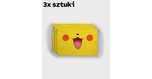 Megakoszulki - Maska na twarz fullprint 3-pack - pikachu