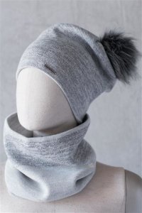 Art Of Polo - Komplet (czapka + szalik) elegancja na luzie szary