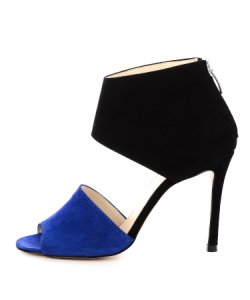 Niebiesko-czarne zamszowe sandały na szpilce