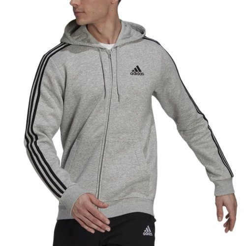 Bluza Adidas essentials fleece 3-stripes full-zip hoodie hb0041 - szara