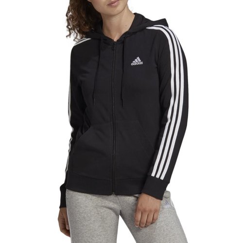 Bluza adidas Essentials Single Jersey 3-Stripes Full-Zip Hoodie GL0798 - czarna