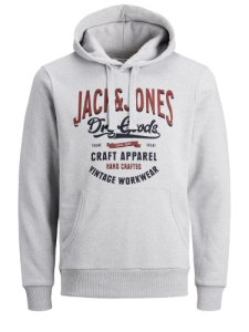 Jack & Jones Denim Logo Sweat Hood Whisper White