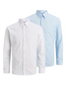 Jack & Jones Joe Shirt Ls 2 Pack White / Cashmere Blue