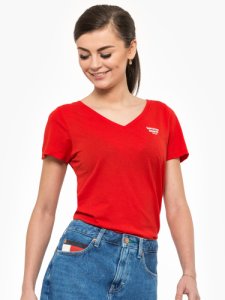 Tommy Jeans Logo V-neck Tee Red