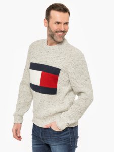 Tommy Jeans Tommy Flag Sweater Grey