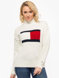 Tommy Jeans Tommy Flag Sweater White