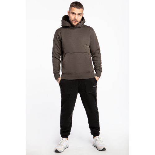 Bluza Calvin Klein Jeans OFF PLACED ICONIC HOODIE BROWN