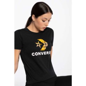 Koszulka Converse T-SHIRT 10020874-A02 W Star Chevr.Plaid In Tee BLACK