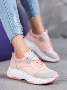 Ideal Shoes - Casualowe sneakersy na platformie - odcienie różu