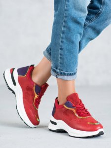 Shelovet - Casualowe sneakersy - odcienie czerwieni