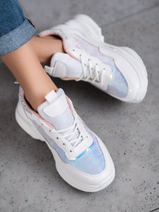 Shelovet - Modne sneakersy z cekinami - biały
