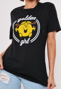 T-Shirt mit Golden Girl-Grafik in Schwarz