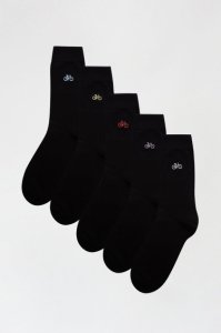 Men's 5 Pack Bike Embroidery Socks - black - L