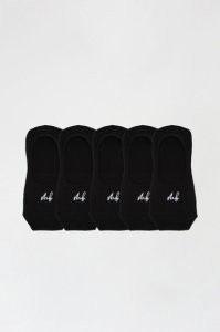 Men's 5 Pack Black Embroidered Invisible Socks - L
