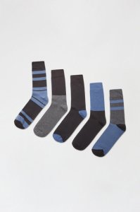 Men's 5 Pack Block Stripe Socks - black - M