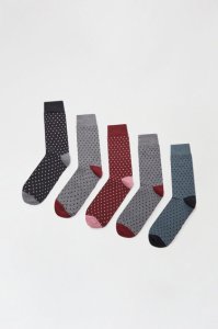 Men's 5 Pack Coloured Dots Socks - blue - L