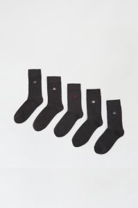 Men's 5 Pack Crown Embroidery Socks - black - L