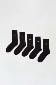 Men's 5 Pack Dinosaur Embroidery Socks - black - L