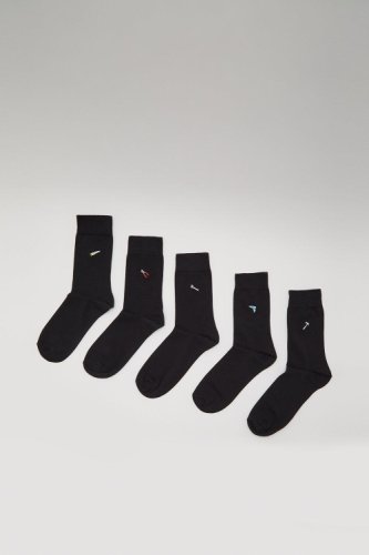 Men'S 5 Pack Diy Tools Embroidered Socks - Black - L