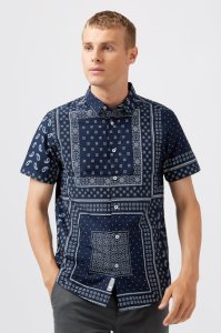 Men's Bandana Print Shirt - navy - S