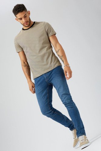 Men's Blue Mid Wash Skinny Fit Jeans - mid blue - 28R