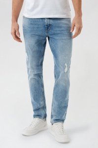 Men's Blue Slim Fit Vintage Selvedge Trim Jeans - mid blue - 28S