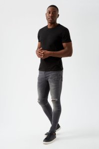 Men's Skinny Mid Grey Ripped Jeans - 28R