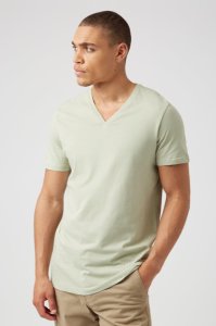 Men's Vee Neck Organic T shirt - pale green - S