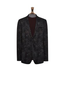 Burton - Mens black animal print jersey blazer, grey