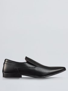 Burton - Mens black leather slip on shoes, black