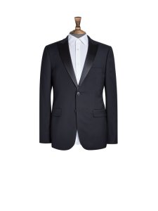 Burton - Mens black stretch skinny fit tuxedo suit jacket, black