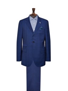 Mens Blue Self Check Tailored Fit Suit Jacket, LT BLUE