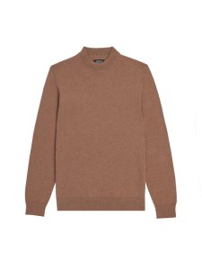Mens Brown Marl Turtle Neck Jumper With Organic Cotton, LT BROWN
