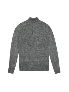 Burton - Mens charcoal knitted half zip jumper, brown