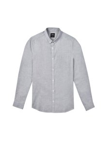Mens Grey Mist Long Sleeve Oxford Shirt, Grey