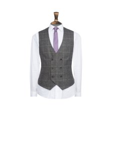 Burton - Mens grey prince of wales check slim fit suit waistcoat, grey