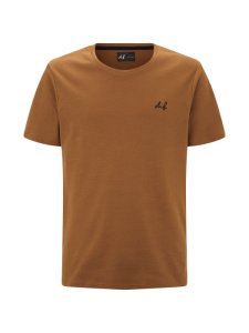 Mens Mb Collection Rubber Curved Hem Embroidered T-Shirt, Brown