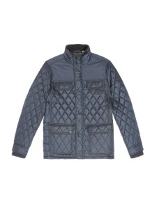 Mens Navy Diamond Quilted Jacket, Blue