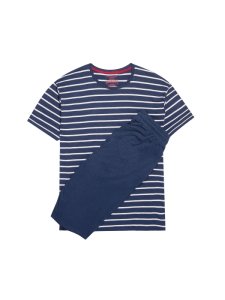 Burton - Mens navy short and t-shirt set, blue