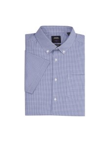 Mens Navy Skinny Fit Gingham Button Down Shirt With Pocket, Blue