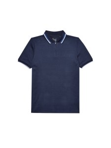 Burton - Mens navy zip neck polo shirt, blue