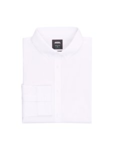 Mens White Muscle Fit Button Down Stretch Shirt, WHITE