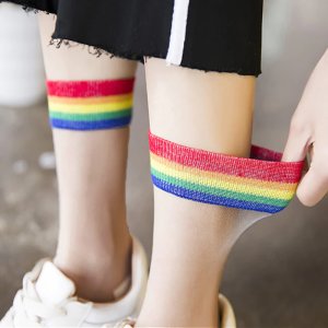 1 Pair Ins Style Fashion Transparent Rainbow Short Socks Women Summer Thin Harajuku Ankle Cute Socks Hipster striped
