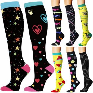 1 Pair Women Socks  Calf Support Stockings Sports Compression Socks Mens Medical Knee High Unisex Running Travel Flight Fitness