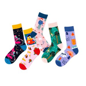 1 Pair Women Socks Cotton Colorful Funny Socks Female Painting Lover Socks 36-43EUR