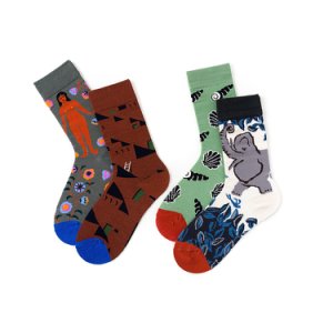 1 Pair Women Socks Cotton Cool Oil Painting Socks Female Colorful Socks For Lover 36-43EUR