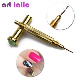 1 Pc Nail Art Hand Dangle Drill Hole Maker Dotting Pen Piercing Professional Manicure Nail Art Tool Random Color