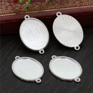 10pcs 18x25mm Inner Size Silver Plated Classic Style Cameo Cabochon Base Setting Charms Pendant necklace findings (C1-25)